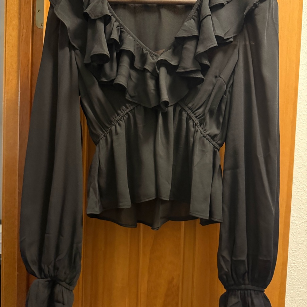 Abercrombie & Fitch Black Ruffled Blouse